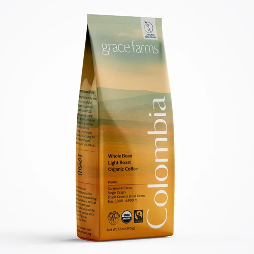 Vista 7 de Grace Farms, Café orgánico de grano entero, tostado medio ligero de Etiopía de origen único, bolsa de 12 onzas, 1 unidad Notas de avena tostada