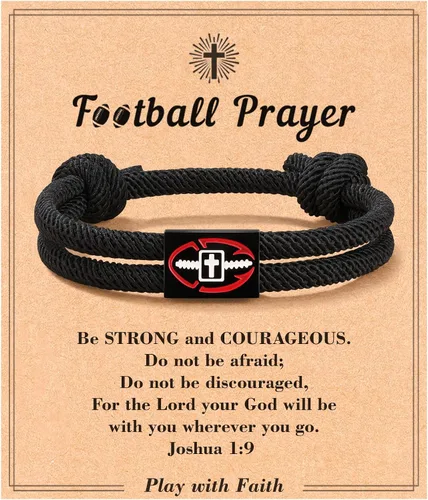 Vista 7 de Tarsus Regalos de béisbol/fútbol/fútbol para niños, pulsera trenzada de cruz de fe, regalos de cumpleaños de Navidad para niños y hombres