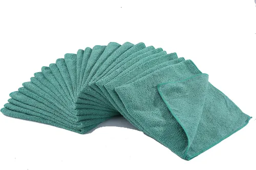 Vista 5 de Dri Paquete de 12 paños de limpieza de microfibra extra gruesos profesionales, color verde