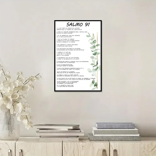 Vista 5 de Salmo 91 En Español Para Pared Versículo de la Biblia Arte de Pared Escritura Escritura Enmarcado Salmo bíblico 91 Pintura en lienzo Sala de oración