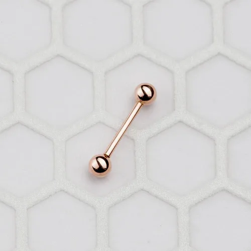 Vista 3 de FreshTrends 14K Gold Straight Barbell 14G - USA Made Gold - Tongue Ring