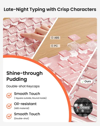 Vista 2 de SEUNKWANG EWEADN X7S - Teclado inalámbrico con retroiluminación blanca, panel de metal, teclado de computadora recargable de 2.4 G, luz silenciosa