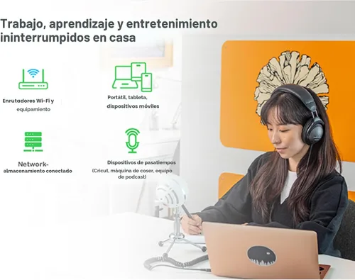 Vista 7 de APC Batería de respaldo UPS, UPS de 1050VA con 6 tomas de batería de respaldo, carga USB Tipo C, BE1050G3 Back-UPS
