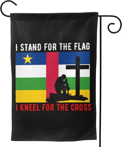 Vista 4 de I Stand For The Central African Republic Flag And I Kneel For The Cross Garden Flag 28"x40" Inch Double Sided Garden Flags Home Lawn Outdoor Decor