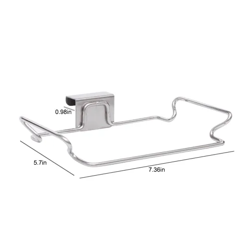 Vista 2 de Bolsa de basura colgante, estante de almacenamiento de acero inoxidable, soporte para bolsas de basura de toalla y guantes para armario de cocina