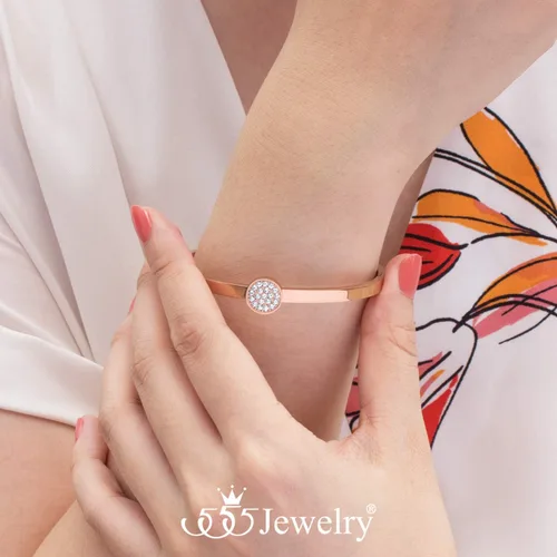 Vista 2 de 555Jewelry Brazalete con bisagras de acero inoxidable CZ para mujeres y damas