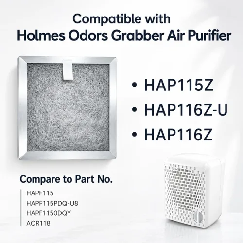 Vista 3 de Filtro de repuesto Nispira E compatible con Holmes E HAP116Z, HAP115Z, HAP116Z-U Agarrador de olor de aluminio de purificador de aire. Comparado
