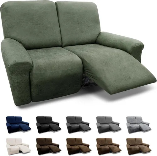 Vista 55 de Fundas para Sillón de 2 Piezas con Cojín en T, Fundas de Aspecto de Cuero para Sofá, Fundas para Sillas, Protector de Muebles Elástico, Funda