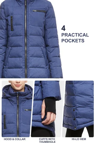 Vista 5 de Orolay - Chaqueta de plumón para mujer, abrigo de longitud media
