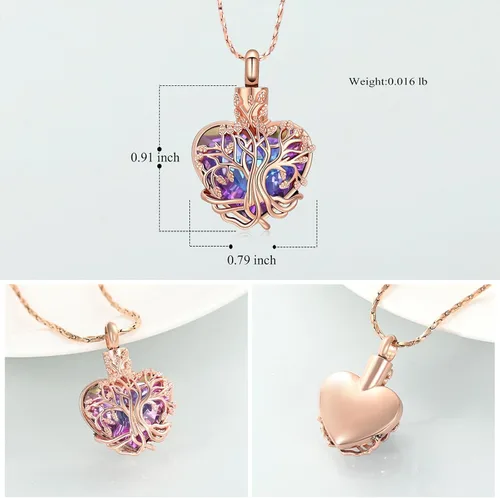 Vista 59 de Imrsanl Collar de urna de árbol de la vida con forma de corazón, joyería de cremación para hombres y mujeres, recuerdo, joyería conmemorativa