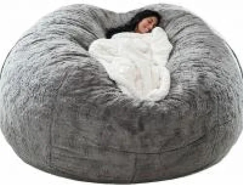 Vista 8 de DIOB Funda redonda para silla de puf, para adultos, adolescentes (relleno no incluido), silla de sofá gigante suave, cómoda silla de descanso