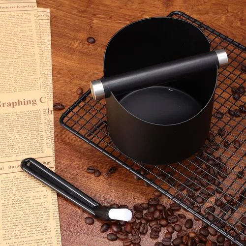 Vista 9 de Alipis Caja de café de acero inoxidable para café expreso, contenedor de posos de café, accesorios para máquina de café expreso con cepillo