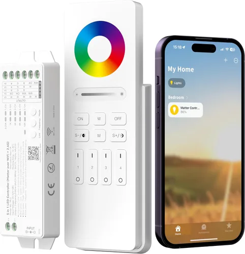 Vista 8 de Matter WiFi LED Controller for LED Strip Light, 5-in-1 Dimmable DC12-48V