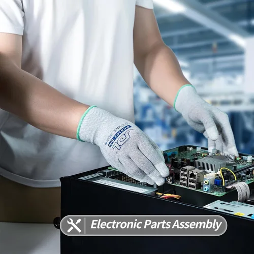 Vista 5 de JDL Guantes de trabajo ESD, guantes antiestáticos para construcción de PC, 6 pares, instalación y reparación de computadoras, guantes de fibra