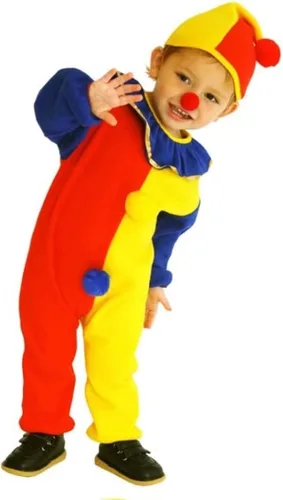 Vista 3 de QIAONIUNIU Halloween Childs Clown Costume Kids Baby Jumpsuits Toddlers Dress Up with Clown Nose and Clown Hat