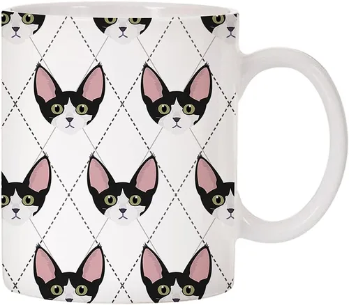 Vista 13 de Adorable Cat Breed Design Argyle Pattern Taza de café de cerámica (abisinian)