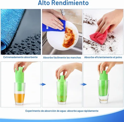 Vista 4 de 12 paños de limpieza de microfibra de alta calidad, altamente absorbentes, suministros de limpieza para el hogar, para toallas de cocina, paños