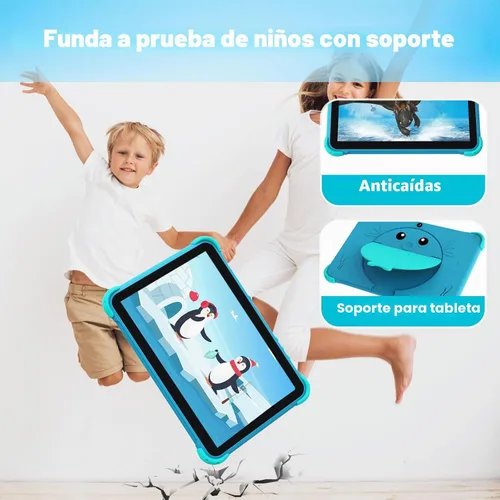 Vista 4 de Tablet para niños de 10 pulgadas, tablet para niños, tabletas Android para niños pequeños con estuche, tabletas para niños con control parental