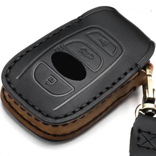Vista 3 de Funda de cuero para llavero compatible con Subaru, control remoto sin llave, Forester Impreza Outback WRX BRZ Legacy y XV Crosstrek, etc. (A-Negro)