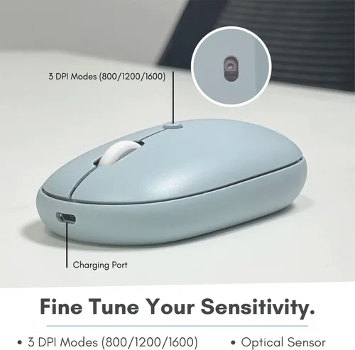 Vista 6 de Macally Ratón inalámbrico Bluetooth – silencioso, cómodo, recargable para MacBook Air/Pro, Mac, iMac, Apple iPad – Mouse inalámbrico para laptop, PC