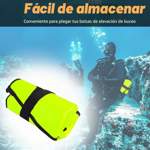 Vista 5 de Scuba Lift Bag, 70lb Diving Lifting Bag with Over Pressure Valve Verde fluorescente