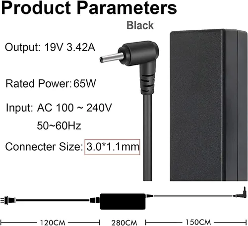 Vista 2 de Cargador de portátil de 65 W para Acer Aspire 1 3 GO 15 A115-32 A315-24P A315-24PT A315-58 A315-59 A315-23 A314-23P AG15-31P: A315-24P-R7VH 24
