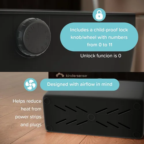 Vista 5 de KinderSense® Caja de organización de cables – Organizador de cables con cerradura a prueba de niños – Ocultador de cables para ocultar cables, tiras