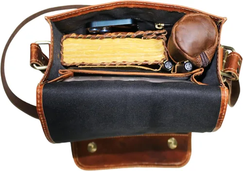 Vista 5 de Bolso de mensajero de cuero para computadora portátil, maletín de oficina, regalo para hombre, bolso de hombro desgastado