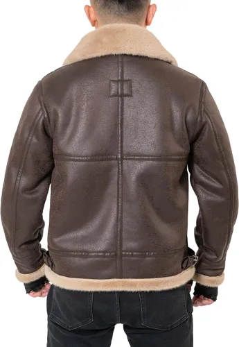 Vista 6 de Chaqueta para hombre, chaqueta de cuero marrón, abrigo de bombardero para motocicleta, disfraz de cosplay, traje de invierno, XS-3XL