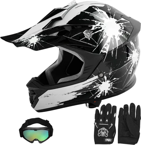 Vista 14 de SLMOTO - Casco DOT para niños y jóvenes de motocross, casco de motocicleta de calle, casco de bicicleta de tierra, motocross, ATV, casco con diseño