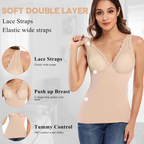 Vista 3 de JOYSHAPER Ropa interior térmica para mujer, con forro polar, camiseta sin mangas, camiseta básica de invierno cálida