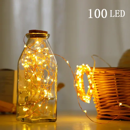 Vista 2 de Twinkle Star Guirnalda de luces de alambre de cobre de 100 luces LED de 33 pies Luces de Cadena de Hadas 8 modos, alimentada por USB, con control