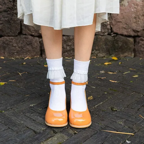 Vista 2 de SEMOHOLLI Calcetines de tobillo para mujer calcetines de tobillo con volantes de encaje para mujer moda para damas niñas princesa