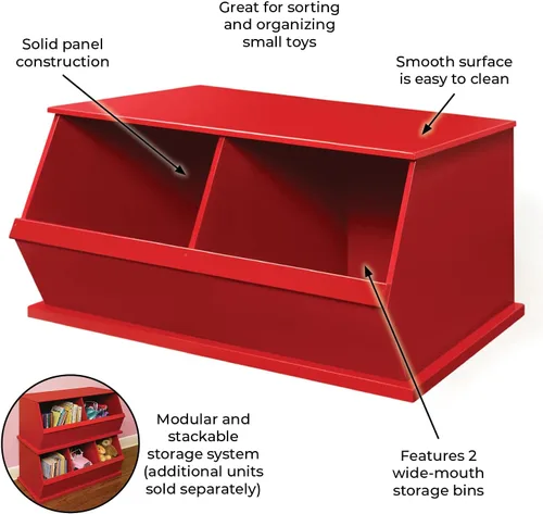 Vista 3 de Badger Basket Organizador apilable de almacenamiento de juguetes de dos cubos para niños, almacenamiento duradero en la habitación de los niños