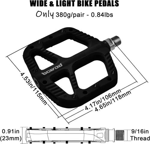 Vista 2 de Pedales MTB Pedales planos de bicicleta de montaña para adultos, pedal de plataforma de bicicleta compuesto de nailon ligero y ancho con pasadores