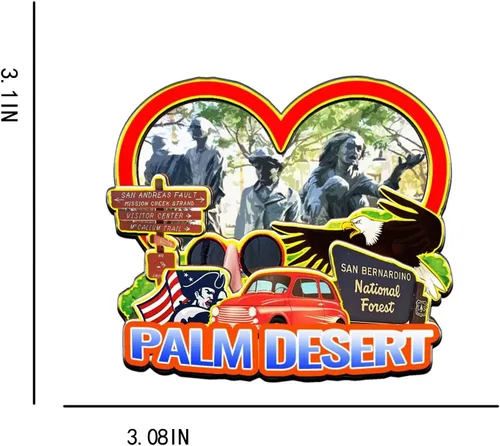 Vista 3 de Imán de madera para nevera de Palm Desert California, Estados Unidos, monumentos en 3D, decoración de recuerdos coleccionables, de viaje, hecho a