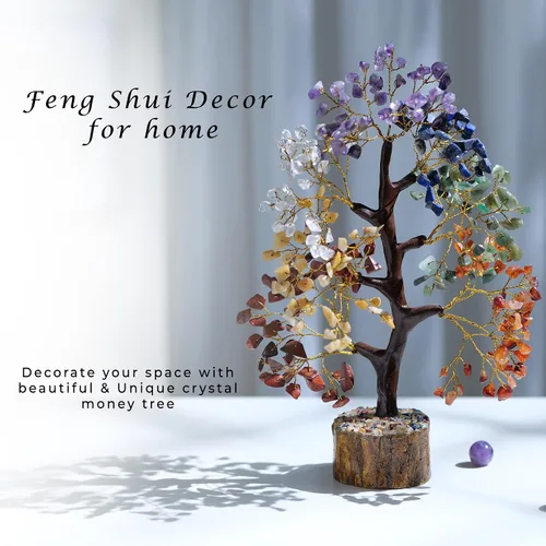 Vista 2 de PYOR Árbol de la vida de cristal de 7 chakras para decoración de oficina, cristales y piedras, regalos de inauguración de la casa para mujeres