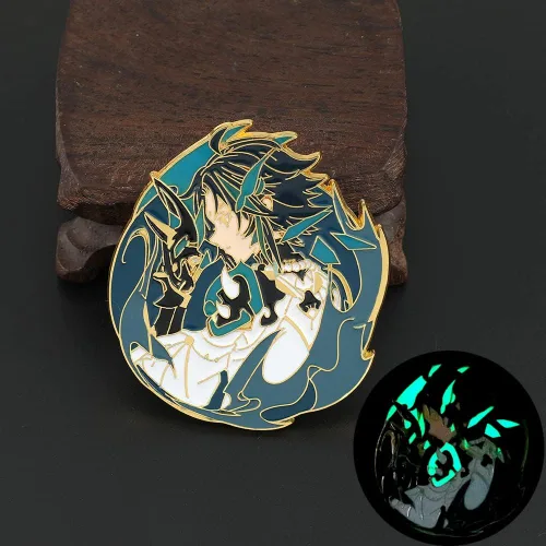 Vista 3 de Broche de pines esmaltados de la serie de juegos, colección de pines de solapa de metal para cosplay, anime Genshin Merch Keqing Xiao exquisitos