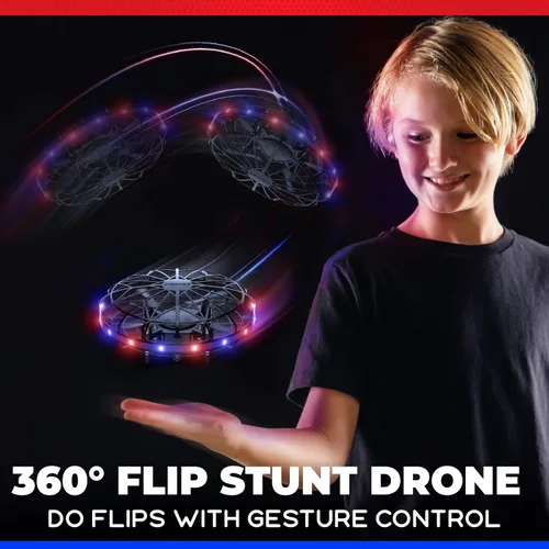 Vista 4 de Force1 Scoot - Dron LED operado a mano para niños o adultos, mini drones con sensor de movimiento manos libres, bola de orbe voladora fácil
