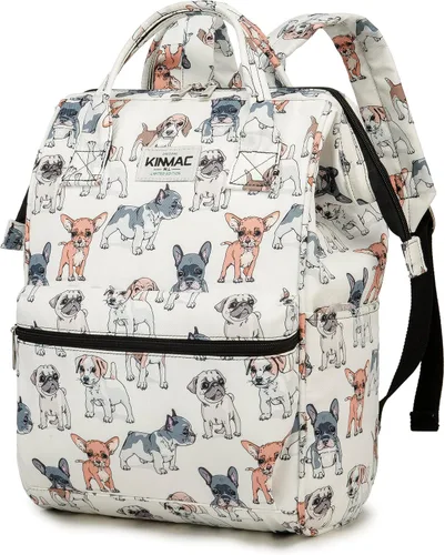 Vista 7 de Kinmac Mochila para laptop para mujeres y hombres, mochila de viaje de gran capacidad para computadora portátil de 15.6 pulgadas, Albaricoque