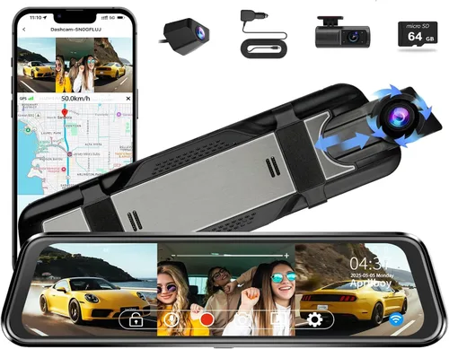 Vista 8 de Cámara de tablero dual con espejo 4K para coches, cámara de salpicadero