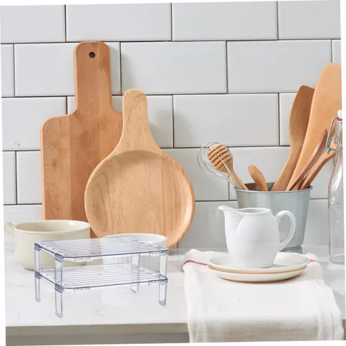 Vista 7 de SHOWERORO - Estante apilable para congelador, 2 unidades, estante de almacenamiento de cocina de 11.12 x 9.55 x 5.70 pulgadas, estante plegable