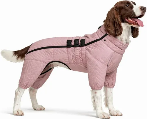 Vista 17 de Abrigo cálido para perros de doble capa, chaleco para perros, 4 patas cubiertas, resistente al viento, impermeable, reflectante, gris XS - L