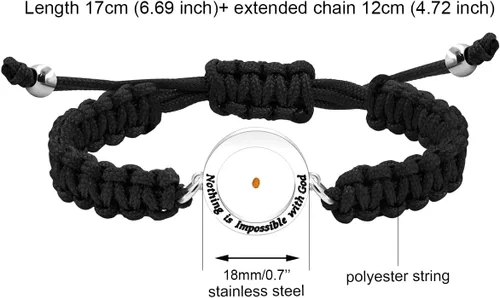 Vista 6 de Uloveido Woven Braided Rope Mustard Seed Bracelet Inspirational Handmade Christian Bracelet Adjustable String Faith Gift
