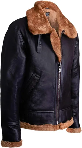 Vista 2 de Aviador marrón jengibre B3 Real Shearling piel de oveja Bomber Flying Jacket