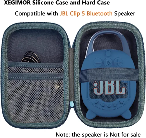 Vista 2 de Funda de silicona y funda rígida para altavoz Bluetooth JBL Clip 5 Azul