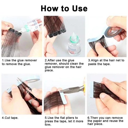 Vista 9 de ANGGREK 3 yardas, sin brillo de doble cara herramienta de belleza de unión de cabello impermeable nano extensión de cabello adhesivo tiras