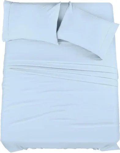 Vista 26 de Juego de cama de 5 piezas, 100% algodón egipcio de 600 hilos, fundas de almohada y sábana bajera con bolsillo extra profundo, ropa de cama suave