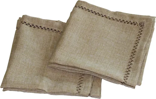 Vista 2 de Juego de 4 servilletas de tela bordadas con diseño vintage en avena