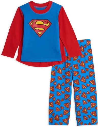 Vista 2 de DC Comics Justice League Superman Batman - Conjunto de pijama de 3 piezas para niños pequeños y grandes